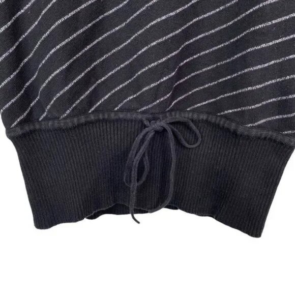 DIVIDED BY H&M BLACK AND METALLIC SILVER STRIPED DRAWSTRING WAIST SWEATER 10 - Picture 4 of 6